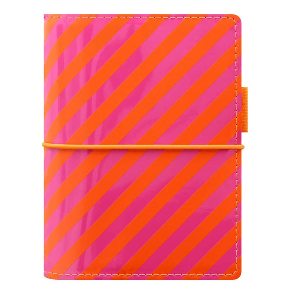 Filofax Domino Stripes Pocket Patent Organiser (Orange/Pink)