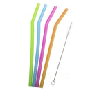 Appetito Translucent Silicone Bent Drinking Straws w/ Brush