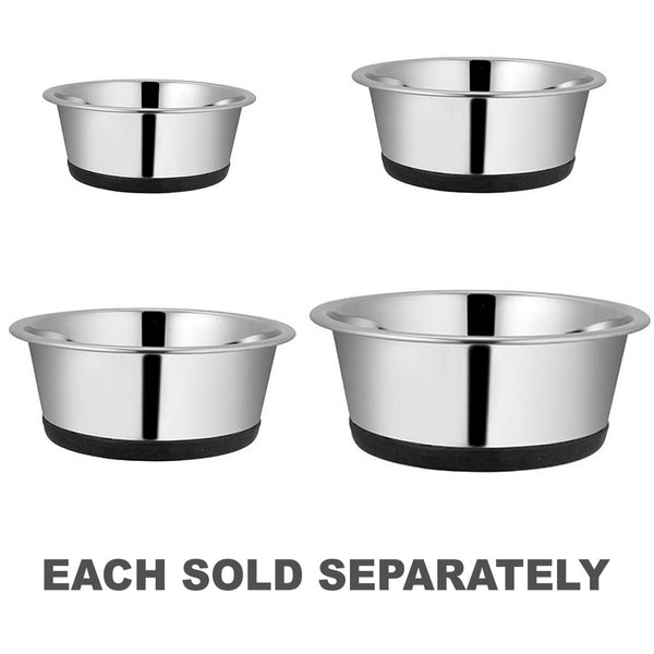 Stainless Steel Pet Bowl with Rubber Base