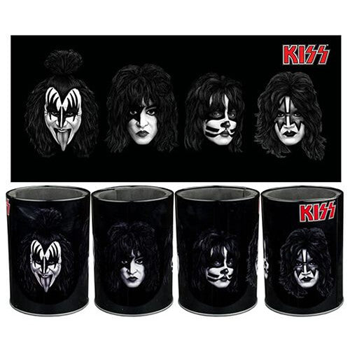  Enfriador de latas de metal con caras de Kiss Band