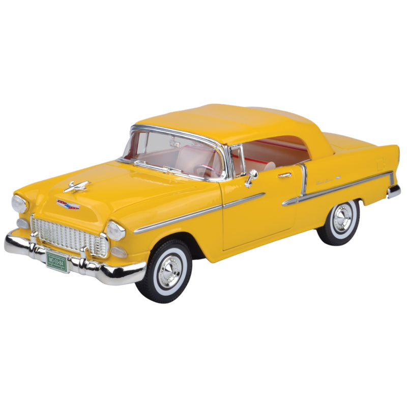 Timeless Legends 1955 Chevy Bel Air Convertible Soft Top Yellow 1:18