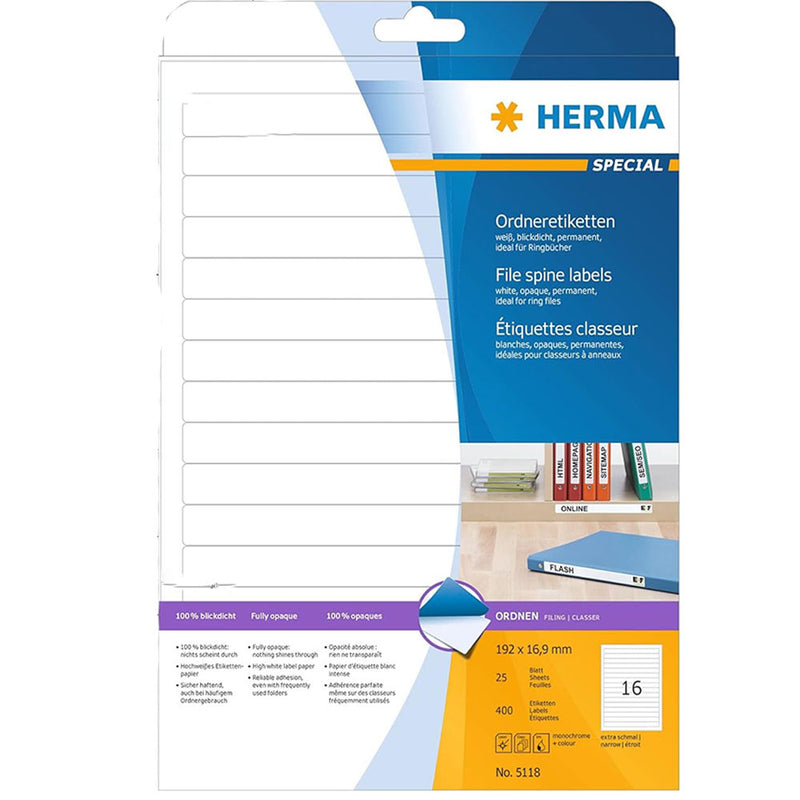 Herma File Spine Labels A4 25pc (White)