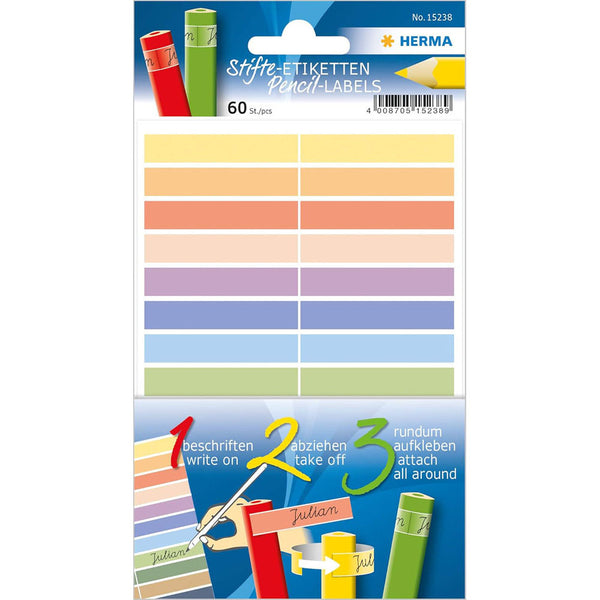 Herma Pencil Coloured Adhesive Labels 60pc (10x46mm)