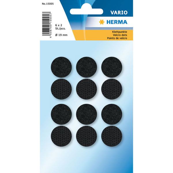 Herma Hook-Loop Dots 19mm (Black)