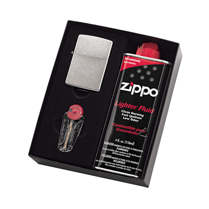  Paquete de regalo de encendedor Zippo con líquido y pedernales