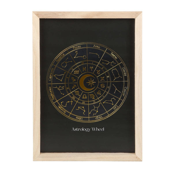 Astrology Wheel Black Wooden Framed Wall Print