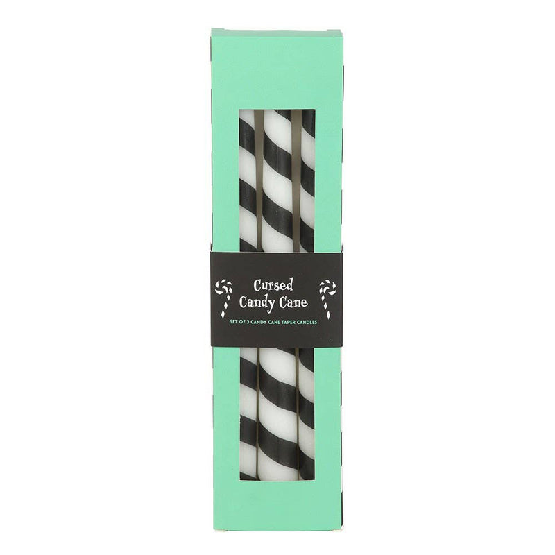 Black Candy Cane Taper Candles (Set of 3)