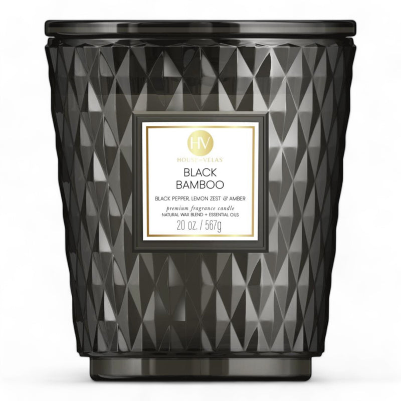 Black Bamboo Coloured Glass Candle 595g