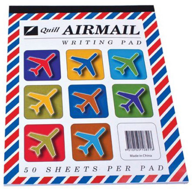 Quill Airmail 50-Leaf Ruled Writing Pad 10pk