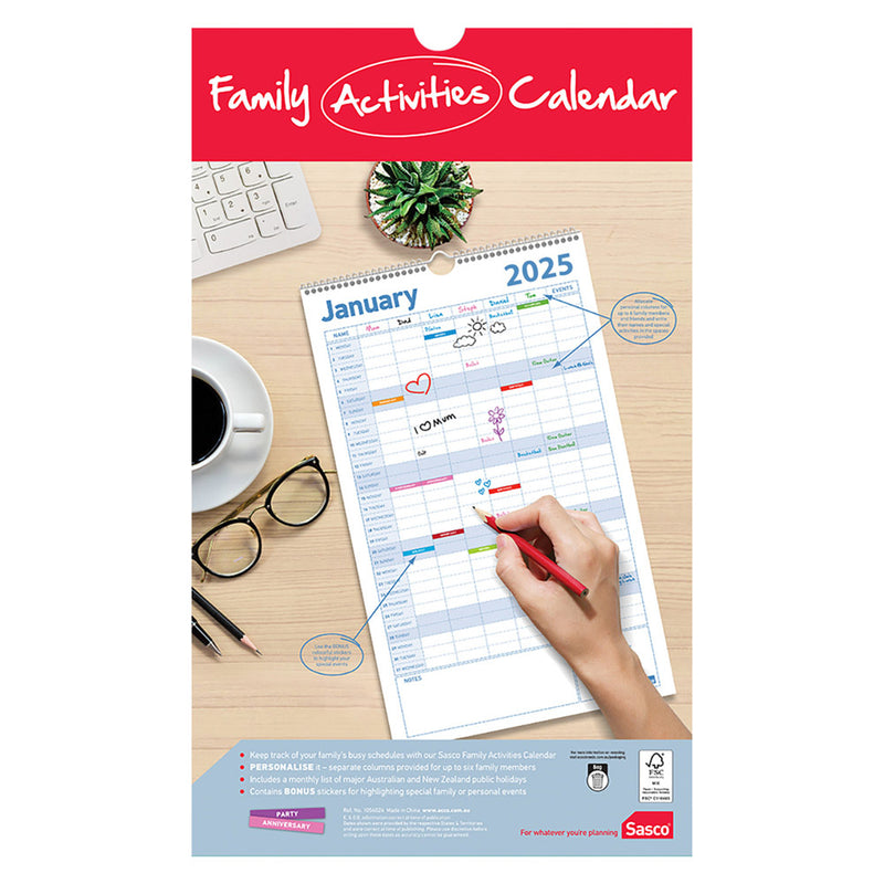 Sasco Family Activities 2025 Calendar (250x410mm)