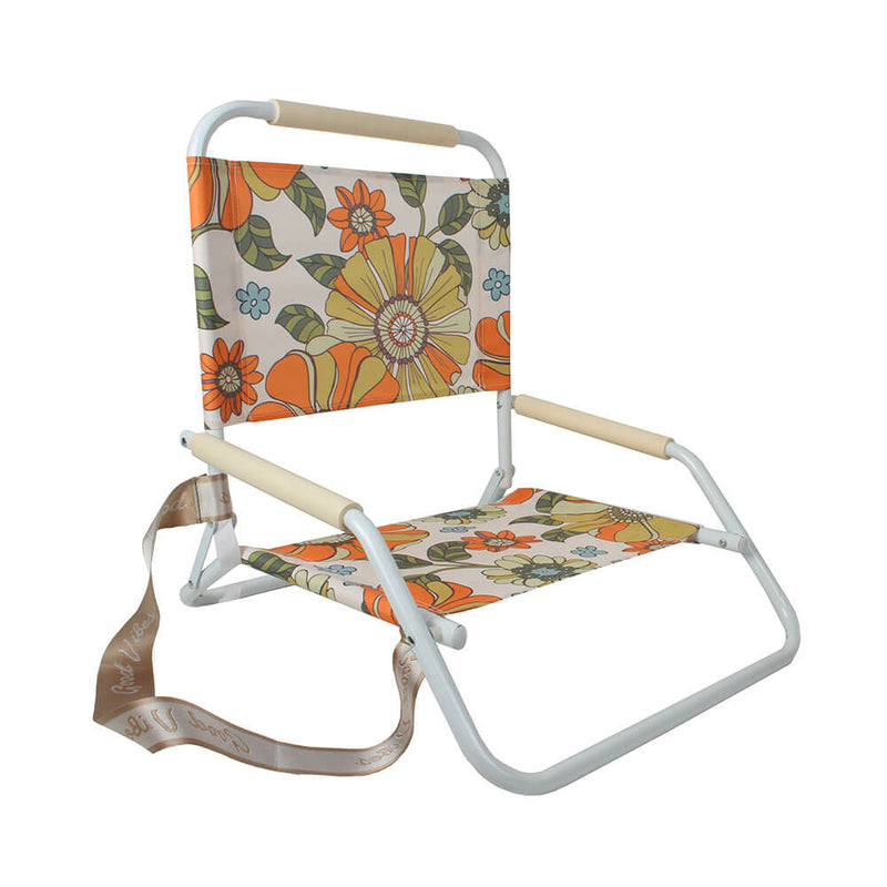  Silla de Playa Plegable con Estructura Blanca (60x58x50cm)