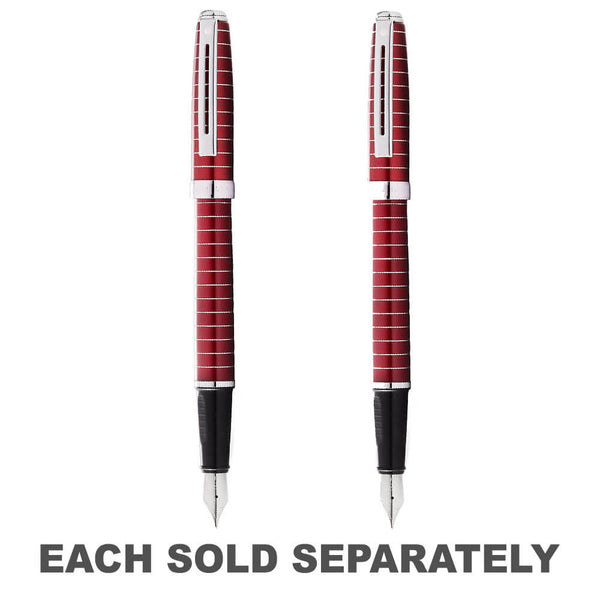 Prelude Fountain Pen with Engraved Lines (Red)