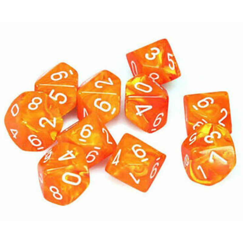 CHESSEX D10 Conjunto de vórtice de 10 moririos poliédricos