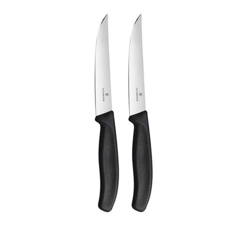  Cuchillo para carne de hoja ancha y borde recto, 12 cm (negro)