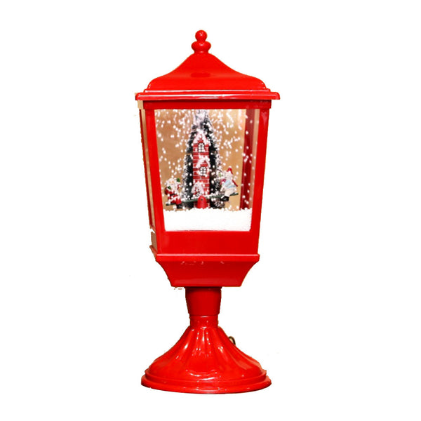 LED Snow Lantern w/ Santa & Snowman on Moving Seesaw (Red)