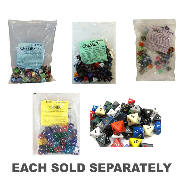 D8 Dice Assorted Loose Polyhedral (50 Dice)