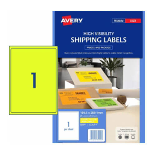 Avery High Visibility Shipping Label 25pk 1/sheet