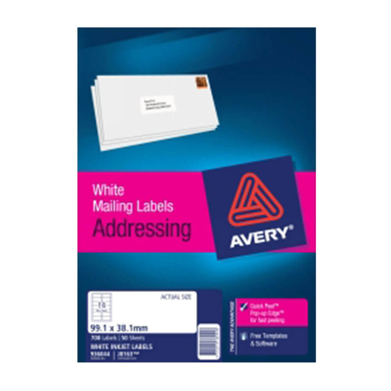 Avery Quick Peel Inkjet Address Label 99.1x38.1mm (50pk)