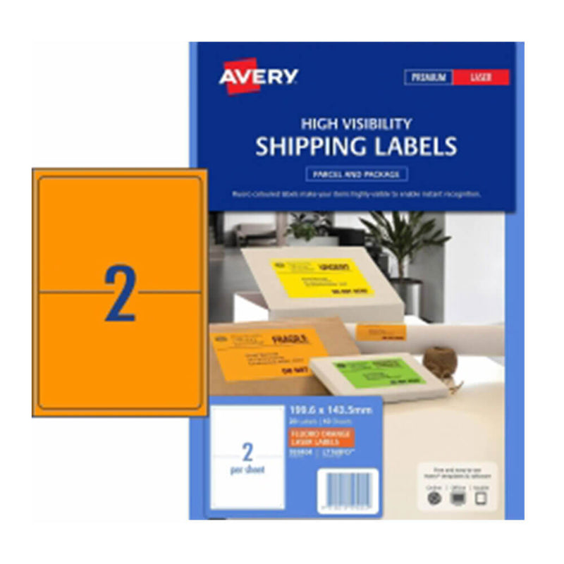 Avery High Visibility Shipping Etiqueta 10pk 2/hoja