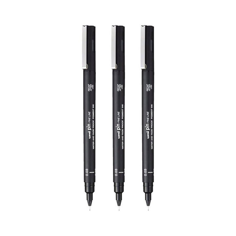  Bolígrafo Uni-ball Pin Fineliner negro (cartera de 3)