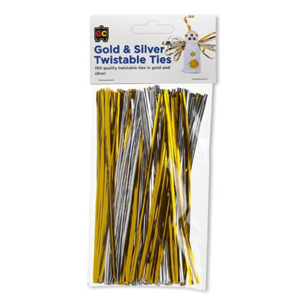 EC Twistable Ties 150pk 15cm (Gold & Silver)