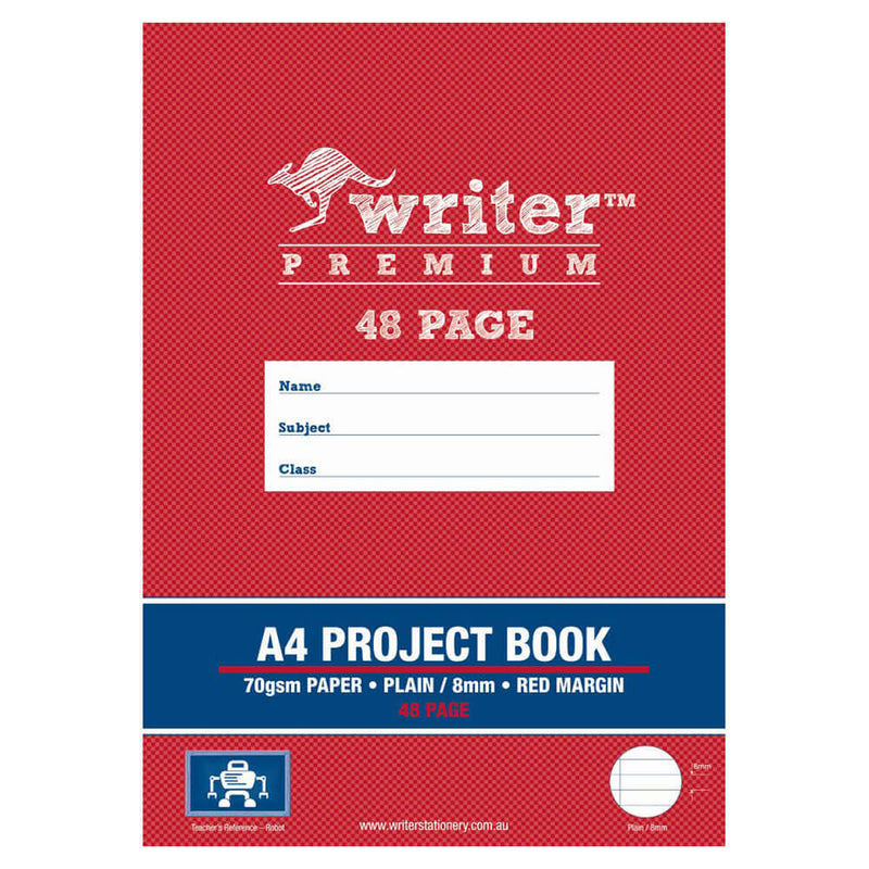  Writer Premium Libro de proyectos liso y rayado, 8 mm, A4