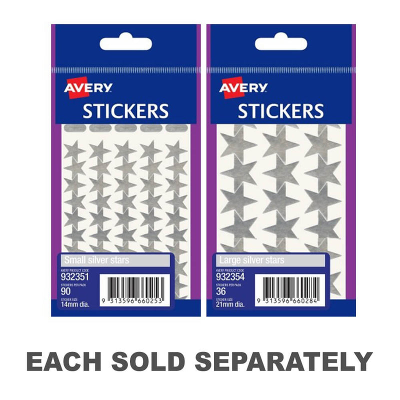 Avery F/P Silver Stars Label (Pack of 10)