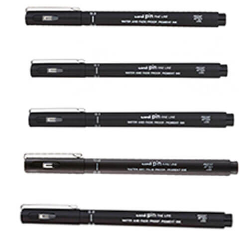 Uni Pin Fine Line Drawing Pen 12pcs (Black)