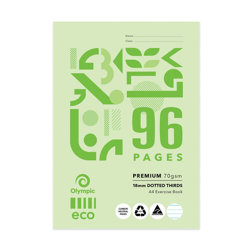  Cuaderno de ejercicios A4 con tercios de puntos, reciclado ecológico, paquete de 10